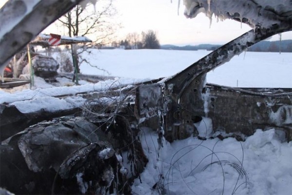 В Баварии сгорели 7 машин на автовозе, которые вез белорус