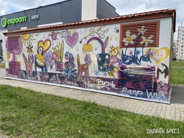 
                Вот так разрисовали трансформаторную будку в Кобрине
            