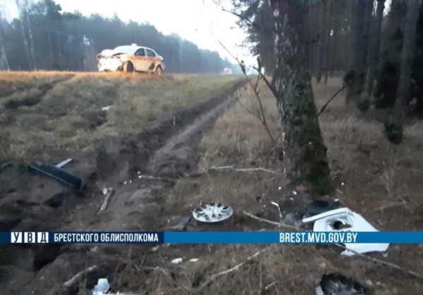 Под Брестом такси врезалось в дерево Под Брестом такси врезалось в дерево