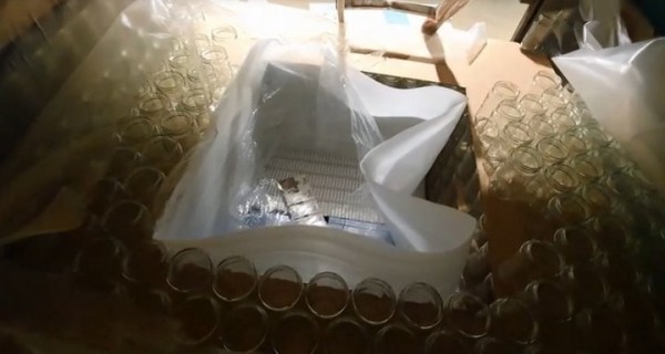 Редкий случай: контрабанду сигарет на полмиллиона евро спрятали среди стеклянных банок в фуре из Беларуси