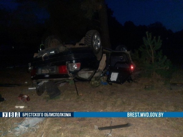 Водитель из Бреста на «Ауди» врезался в дерево и перевернулся. Погиб