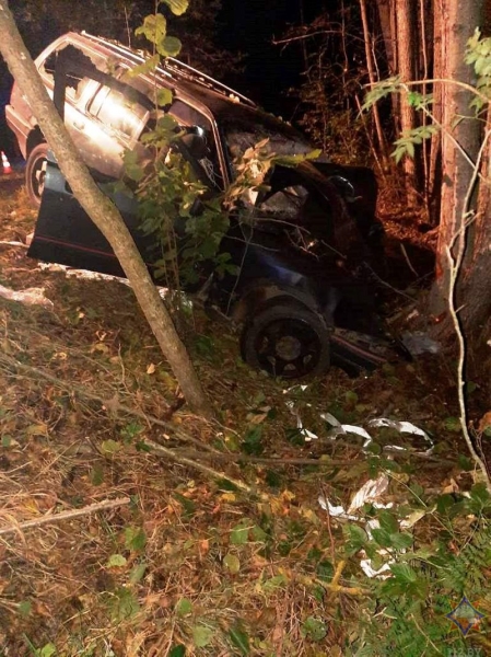 В Березовском районе машина съехала в кювет и врезалась в дерево